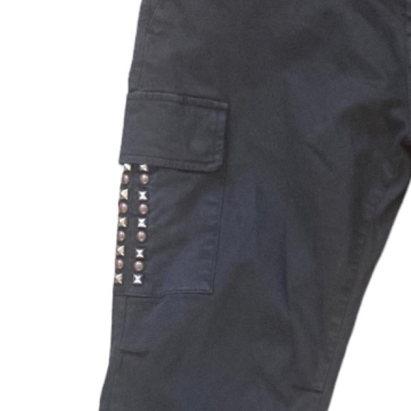 Mason’s Forte Dei Marmi Italy Trousers Studded Pocket Black Cargo Pants - Picture 7 of 9